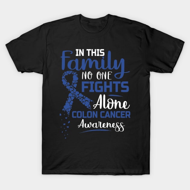 Colon Cancer Awareness Colorectal Blue Ribbon T-Shirt by hony.white